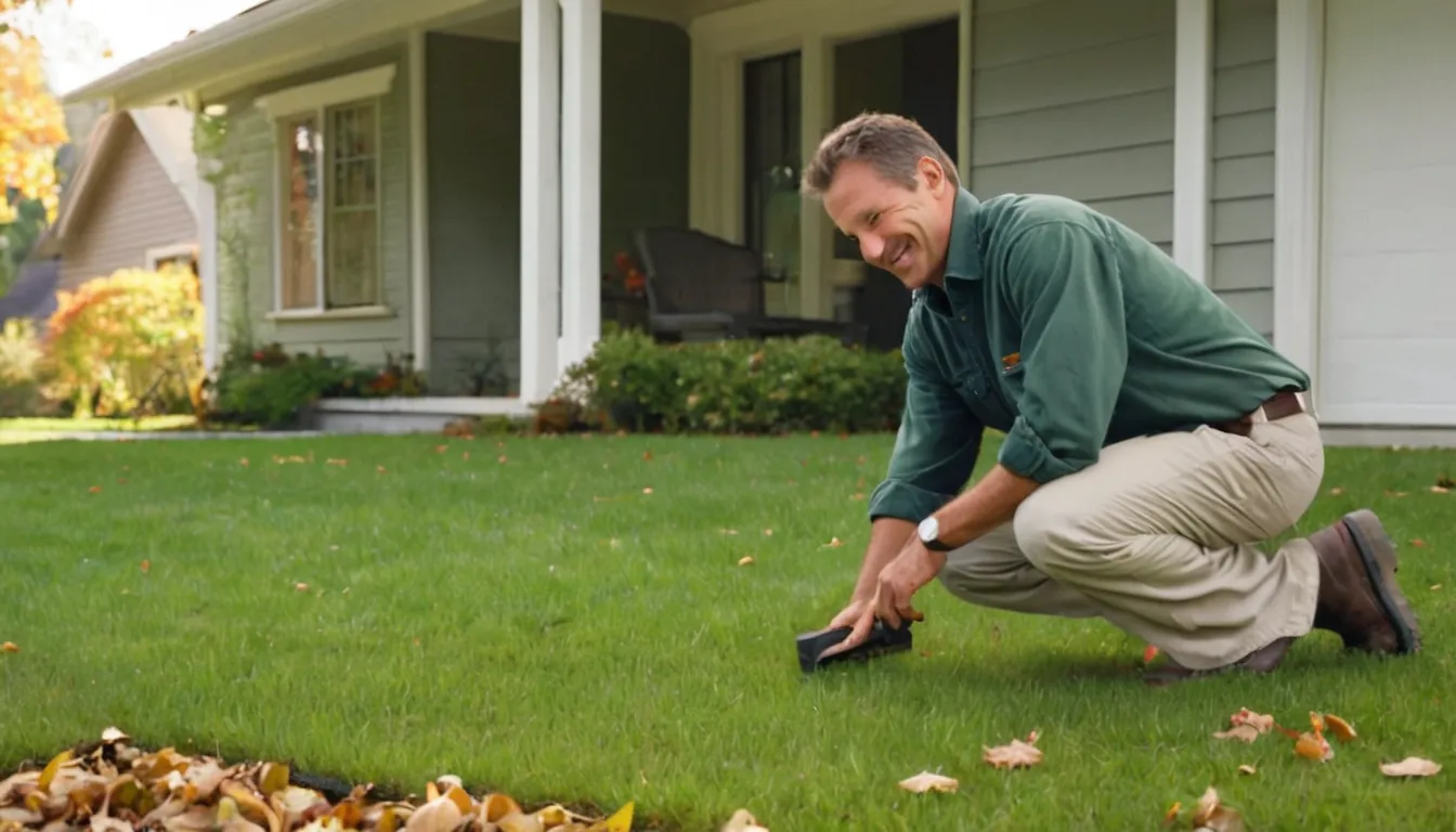 A pest control provider inspecting the foundation of a frame house in Dayton with a homeowner